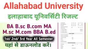 Allahabad University Results 2023 UG PG BA. BSc. B.Com, BBA, MA